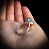 (Adjustable) Solid 925 Sterling Silver & Natural Citrine Double Setting Ring