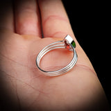 (Q) Solid 925 Sterling Silver & Natural Garnet 3 Bar Ring