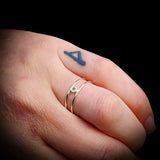 Solid 925 Sterling Silver & Natural Peridot Double Band Ring