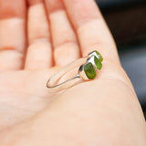 Solid 925 Sterling Silver & Raw Peridot Handmade 3x Setting Ring