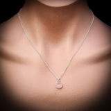 Solid 925 Sterling Silver & Natural Rose Quartz Faceted 9mm Drop Pendant Necklace