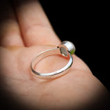 (O) Solid 925 Sterling Silver & Natural Moonstone Rustic Handmade Ring