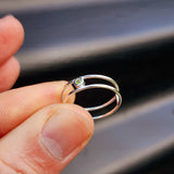 Solid 925 Sterling Silver & Natural Peridot Double Band Ring