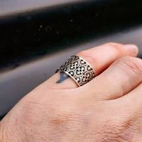 Solid 925 Sterling Silver 13mm Wide Band Multi Heart Ring