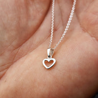 Solid 925 Sterling Silver 7.5mm Heart Pendant Necklace - Italian Silver Chain