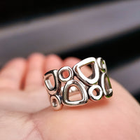 Solid 925 Sterling Silver 15mm Chunky Multi Shaped Ring