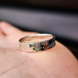 (R) Solid 925 Sterling Silver Textured Hammer Finish 5mm Band Ring