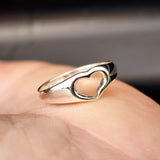 Solid 925 Sterling Silver Irregular Heart Ring