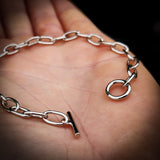 Solid 925 Sterling Silver 9mm Chain Bracelet With Toggle
