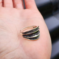 Solid 925 Sterling Silver Black Oxidized Wide Cuff Ring