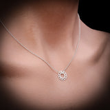Solid 925 Sterling Silver Circle of Hearts Pendant Necklace