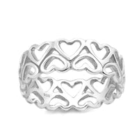 Solid 925 Sterling Silver Double Heart Band Ring