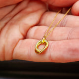 Solid 925 Sterling Silver Gold CZ Diamond Double Ring Necklace