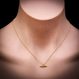 Solid 925 Sterling Silver Gold T-bar Fob Chain Necklace