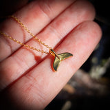 Gold 925 Sterling Silver Whale Tail Pendant Necklace