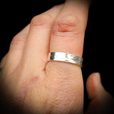 (T) Solid 925 Sterling Silver Rustic Hammer Textured Band Ring