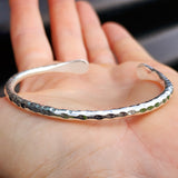 Solid 925 Sterling Silver Rustic Hammer Finish Handmade Bracelet
