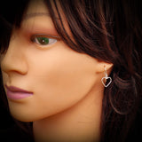 Solid 925 Sterling Silver Heart Hanging Hook Earrings