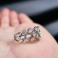 Solid 925 Sterling Silver Honeycomb 10mm Wide Band Ring