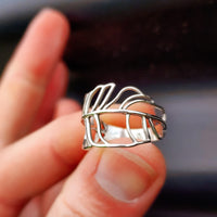 Solid 925 Sterling Silver Plant Leaf Band Ring