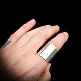 (T) Solid 925 Sterling Silver Rustic Handmade Barrel Cuff Ring