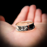 (T) Solid 925 Sterling Silver Mountains Band Ring