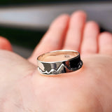 Solid 925 Sterling Silver Mountains Band Ring