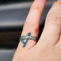 Solid 925 Sterling Silver Oxidized Koru Band Ring