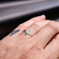 (Q) Solid 925 Sterling Silver & Paua Whale Tail Ring
