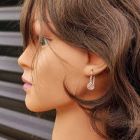 Solid 925 Sterling Silver & Natural Rose Quartz Drop Hook Earrings