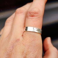 Solid 925 Sterling Silver Rustic Hammer Textured Band Ring