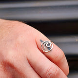 (Q) Solid 925 Sterling Silver Wave Ring
