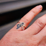 (Q) Solid 925 Sterling Silver Whale Tail Ring