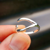 Adjustable Solid 925 Sterling Silver Wishbone Ring