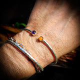 Solid 925 Sterling Silver, Amethyst & Carnelian Stone Bracelet