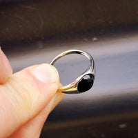 Solid 925 Sterling Silver & Natural Black Onyx 10mm Round Signet Ring