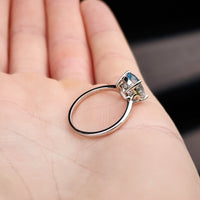 Solid 925 Sterling Silver & 11mm Sky Blue Topaz Clawed Solitaire Ring