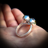 Solid 925 Sterling Silver & Natural Labradorite Cluster Ring