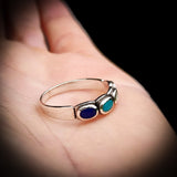 (T) Solid 925 Sterling Silver & 4x Mixed Gemstone Setting Ring