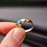 (T) Solid 925 Sterling Silver & 4x Mixed Gemstone Setting Ring
