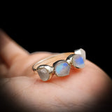 Solid 925 Sterling Silver & Raw Irregular Moonstone 4x Setting Handmade Ring