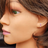 Solid 925 Sterling Silver & 5x Multi Setting Colored CZ Stud Earrings