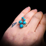 (R) Solid 925 Sterling Silver & Natural Turquoise Rustic Black Oxidized 5x Setting Ring