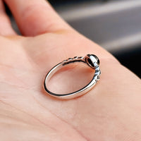 Solid 925 Sterling Silver & Natural Black Onyx 6mm Round Celtic Band Ring