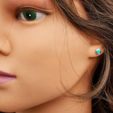 Solid 925 Sterling Silver & 6mm Natural Turquoise Round Stud Earrings