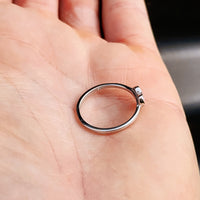 (Q) Solid 925 Sterling Silver & 6mm Pink Created Opal Heart Ring