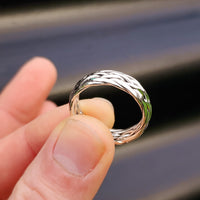 (Y) Solid 925 Sterling Silver 7mm Braid Band Ring