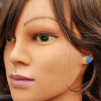 Solid 925 Sterling Silver & 8mm Created Opal Round Stud Earrings