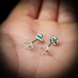 Solid 925 Sterling Silver & 5mm Natural Amazonite Round Stud Earrings