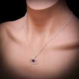 Solid 925 Sterling Silver & Natural Amethyst Heart Pendant Necklace